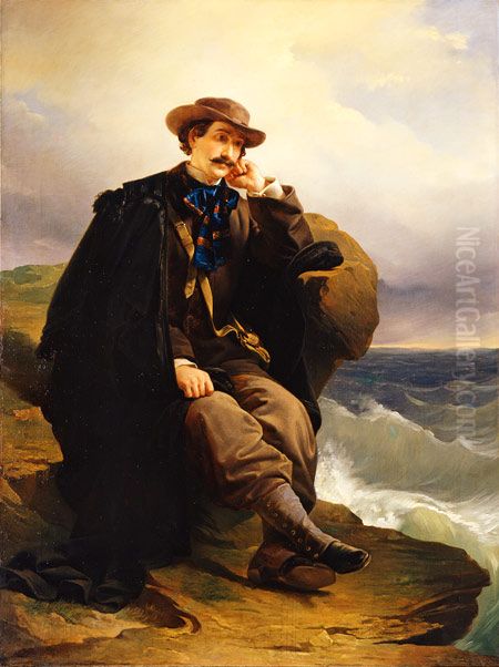 Ritratto di Aleardo Aleardi Oil Painting by Domenico Induno