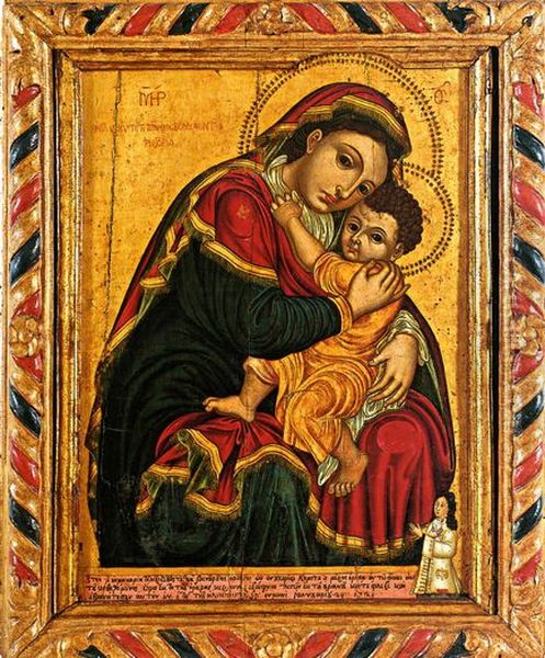 Virgin Glykofilousa (Karantinos) Oil Painting by Andreas Karantinos