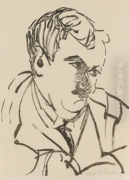 Portrait August Wilhelm Hunzinger Oil Painting by Alma del Banco