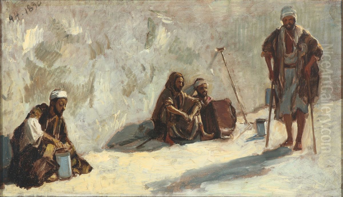 Cripples at Betesda Oil Painting by Axel Helsted