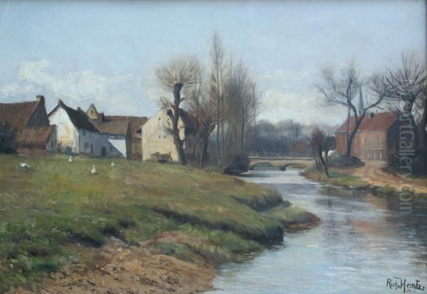 La ferme 1892 Oil Painting by Richard Heintz