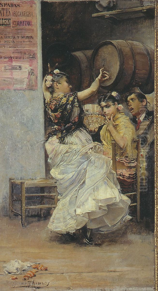 Baile por Bulerias Oil Painting by Jose Garcia y Ramos
