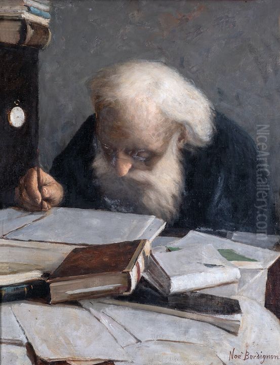 Spiritual father Ghevont Alishan in his study Oil Painting by Noe Bordignon