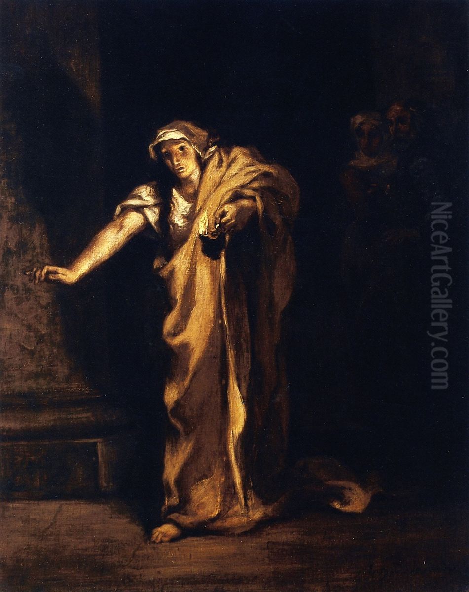 Lady Macbeth Sleepwalking Oil Painting by Eugene Delacroix