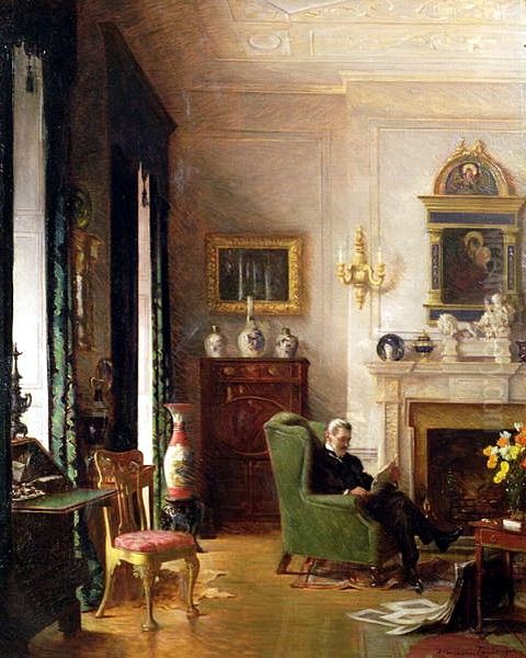 The Grey Drawing Room Oil Painting by Albert Chevallier Tayler