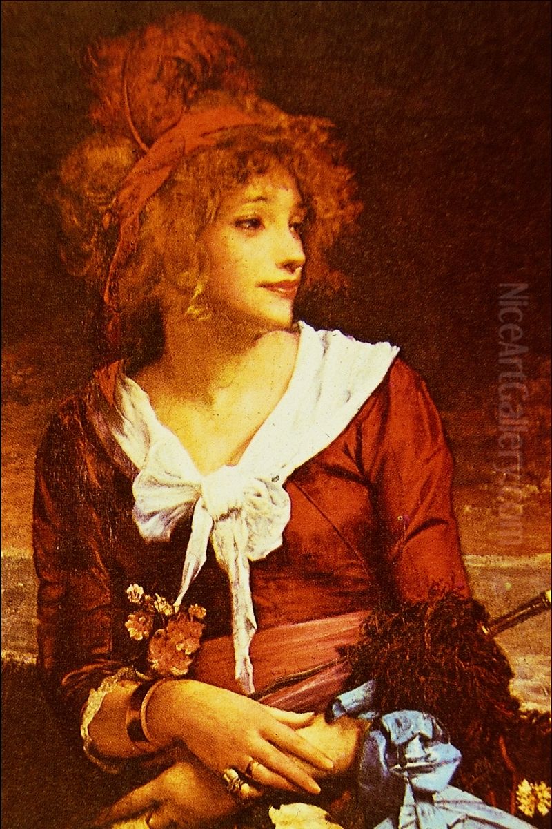 At the Seashore Oil Painting by Jules Adolphe Goupil