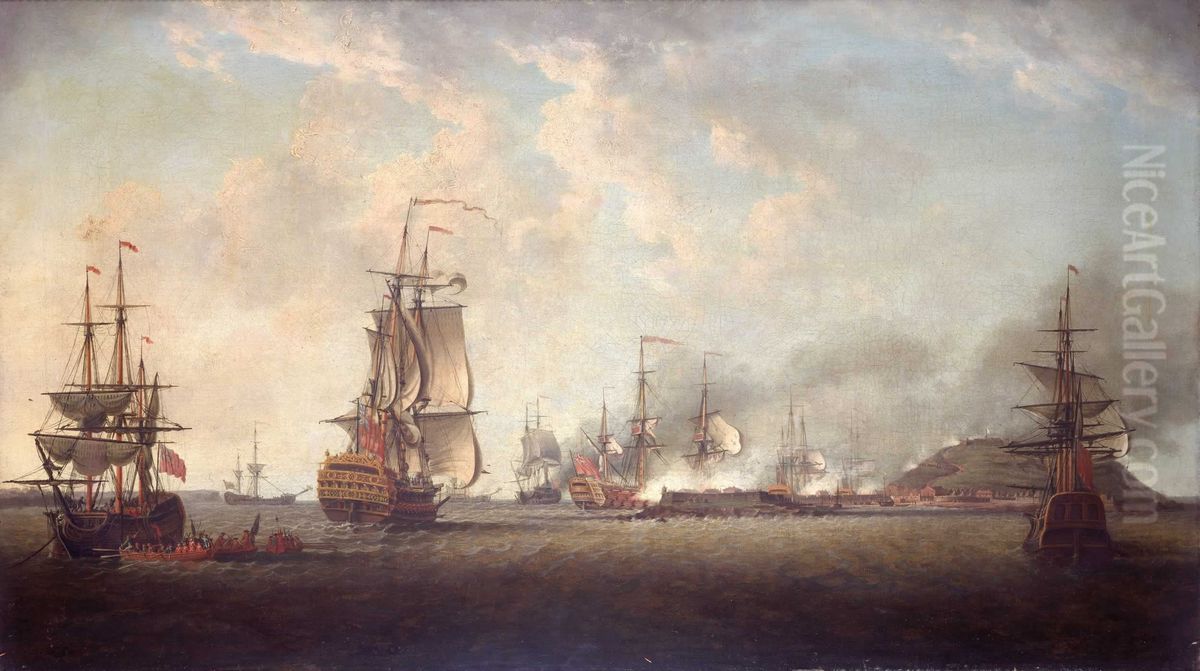 Attack on Goree 29 decembre 1758 Oil Painting by Dominic Serres
