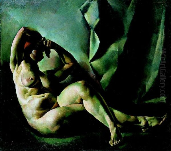 Female Nude(Nude Study) Oil Painting by Vilmos Aba-Novak