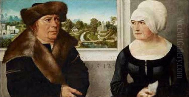 Portrait of a Man and His Wife Oil Painting by Ulrich Apt the Elder