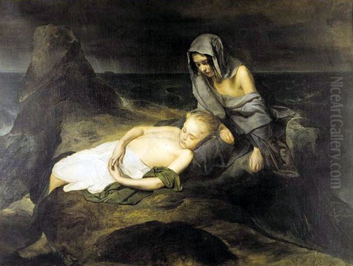 An episode of the flood Oil Painting by Domenico Induno