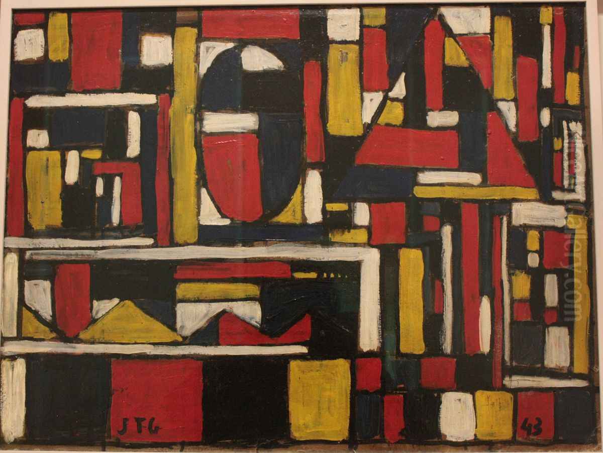 Estructura constructiva con formas geometricas Oil Painting by Joaquin Torres-Garcia