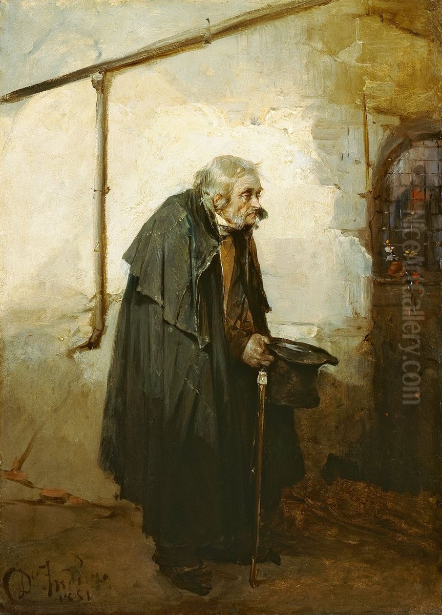 A tribute to the Madonna Oil Painting by Domenico Induno