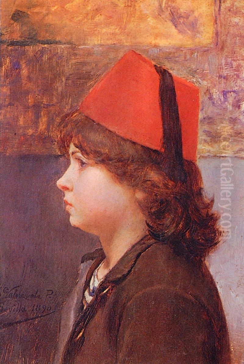 Retrato de nino Oil Painting by Alfredo Valenzuela Puelma