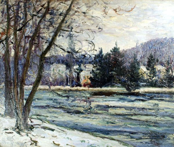 La glace, etang de Ville d'Avray Oil Painting by Maxime Maufra