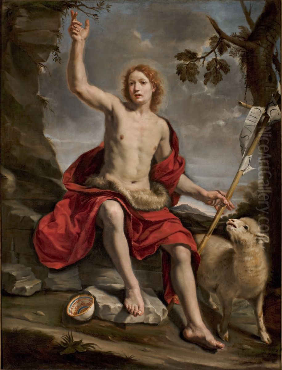 Saint John the Baptist in the wilderness Oil Painting by Cristoforo Savolini