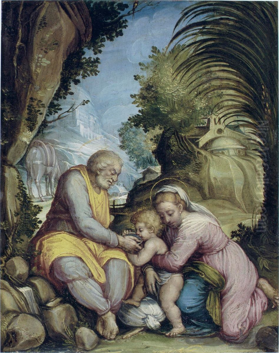 Rest on the Flight into Egypt Oil Painting by Denys Calvaert