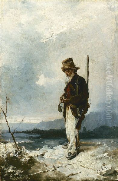 Old hunter Oil Painting by Domenico Induno