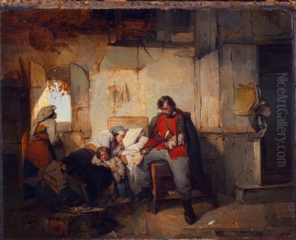 Il ritorno del soldato ferito Oil Painting by Domenico Induno