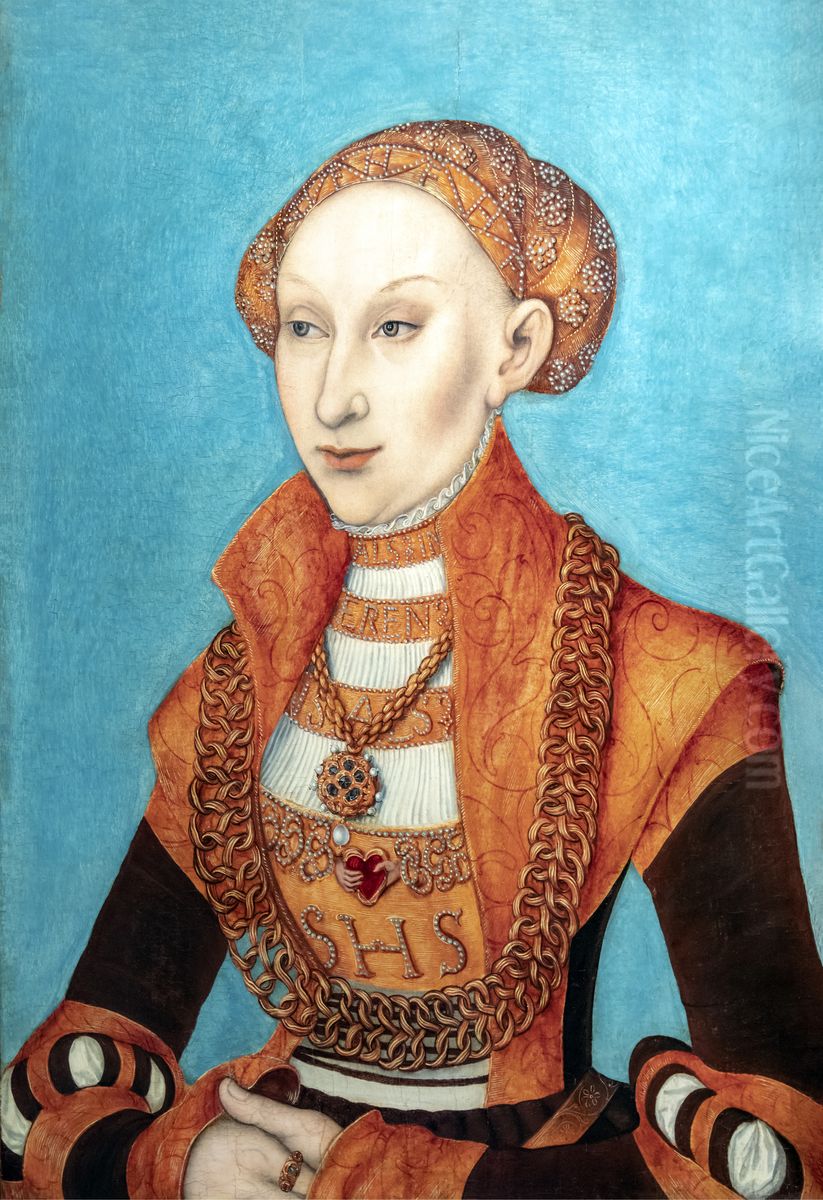 Bildnis Sibylle von Kleve, Kurfurstin von SachsenEnglish:Portrait  ofSibylle of ClevesFrancais:Portrait deSibylle de Cleves, electrice de SaxeItaliano:Ritratto diSibilla di Julich-Kleve-Berg Oil Painting by Lucas Cranach the Elder