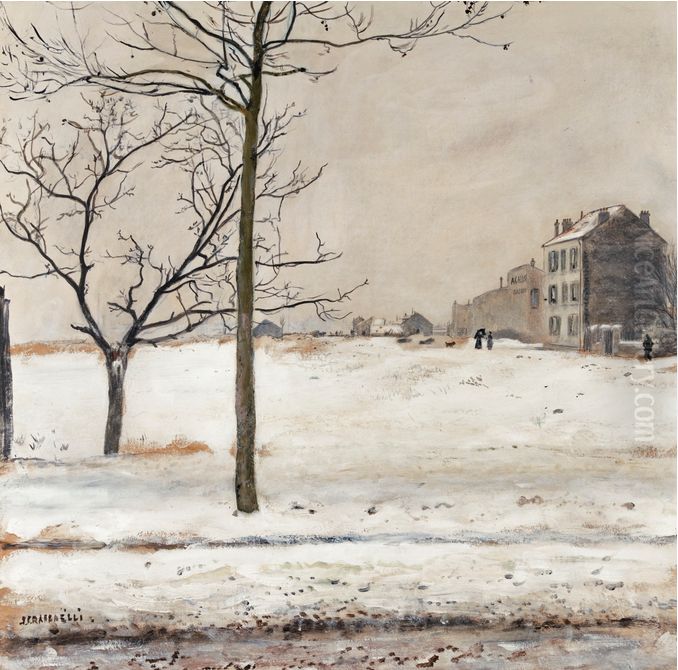 Montmartre sous la Neige Oil Painting by Jean-Francois Raffaelli