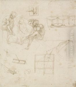 Three Seated Figures and Studies of Machines