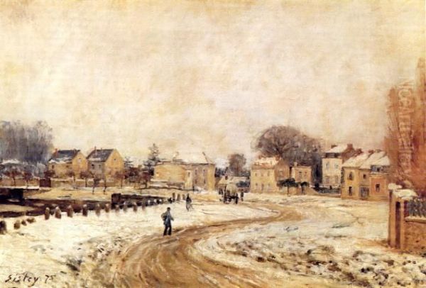 L'Abreuvoir de Marly-Neige Oil Painting by Alfred Sisley