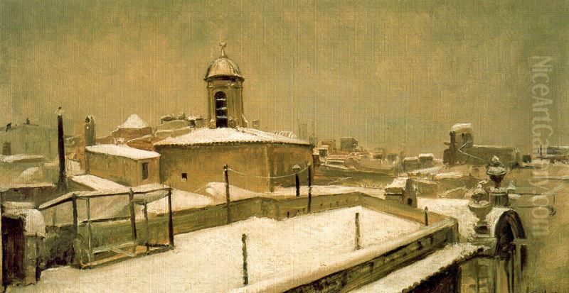 Neu a les terrasses Oil Painting by Ramon Marti Alsina