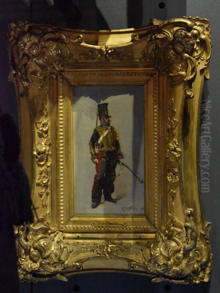 Hussard du 7e Hussards de la Monarchie de Juillet 1840-1845 Oil Painting by Alphonse de Neuville