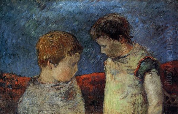Aline Gauguin et l'un de ses freres Oil Painting by Paul Gauguin