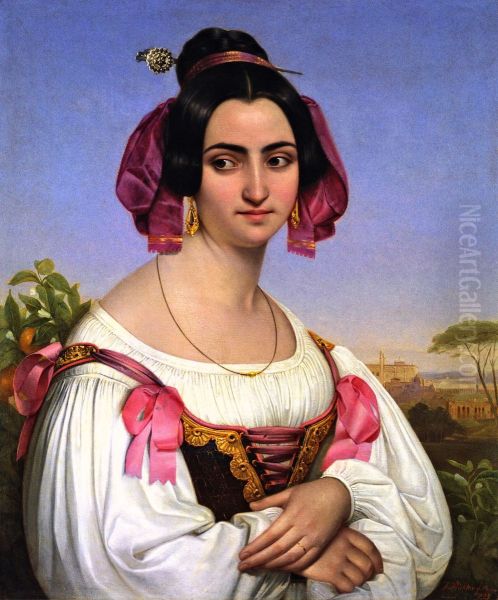 Portrait of Fortunata Segatori, an Italian model from Subiaco Oil Painting by Johann Heinrich Richter