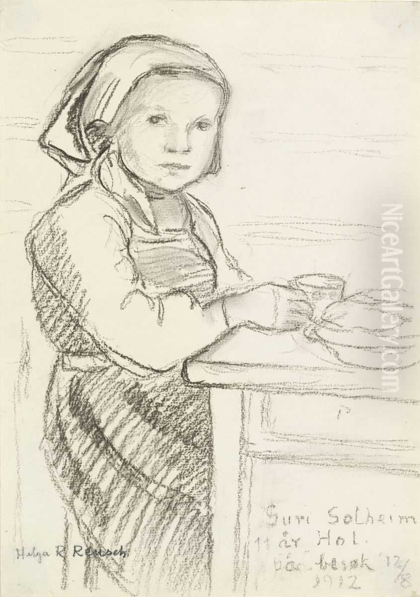 Guri Solheim, 11 Years Old Oil Painting by Helga Marie Ring Reusch