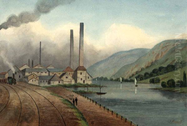 Les usines de la Vieille Montagne a la Mallieue (Saint-Georges-sur-Meuse) Oil Painting by Joseph Fussell