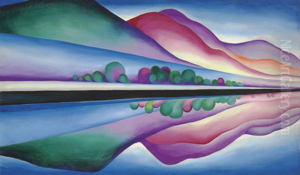 Lake George Reflection Oil Painting by Georgia O'Keeffe