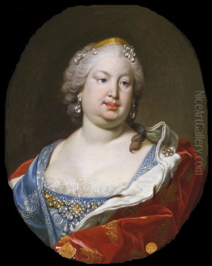 Barbara de Braganza, reina de Espana Oil Painting by Louis-Michel Van Loo