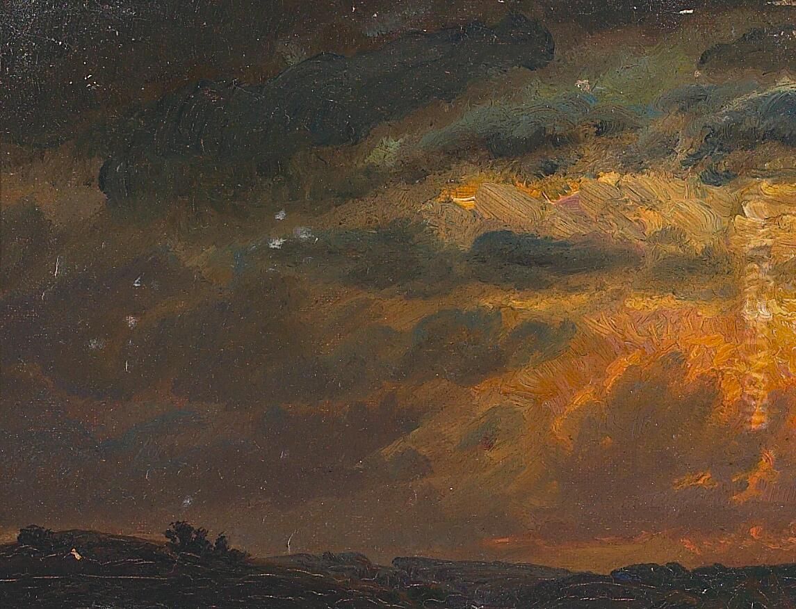Aftensol over markerne. Oil Painting by Laurits Tuxen