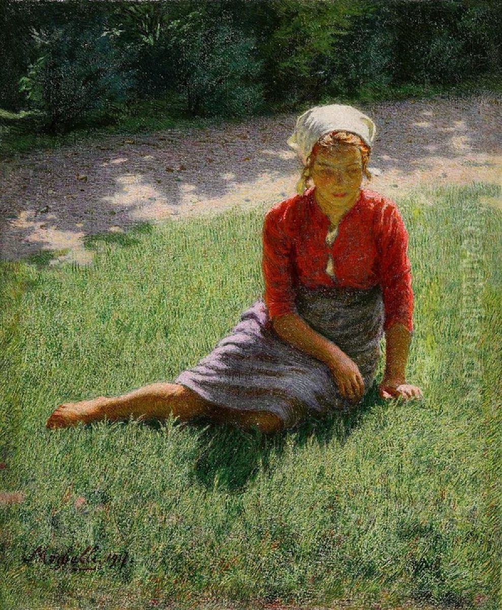 La mia Teresa Oil Painting by Angelo Morbelli