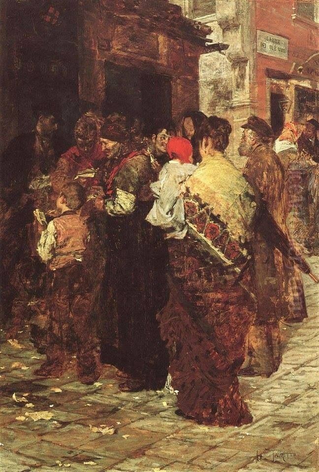 The drawing of lottery numbers Oil Painting by Giacomo Favretto The drawing of lottery numbers Oil Painting by Giacomo Favretto