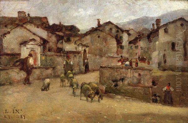 The town of Feltre Oil Painting by Luigi Nono