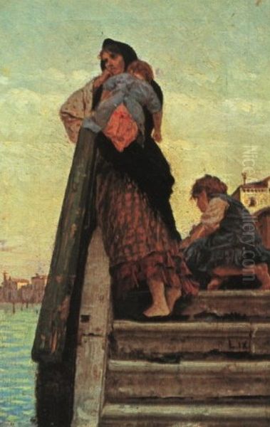 The family of the gondolier Oil Painting by Luigi Nono