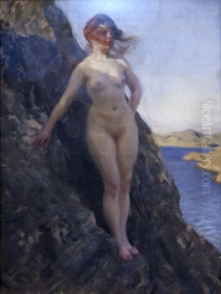 On the Rock Oil Painting by Anders Zorn