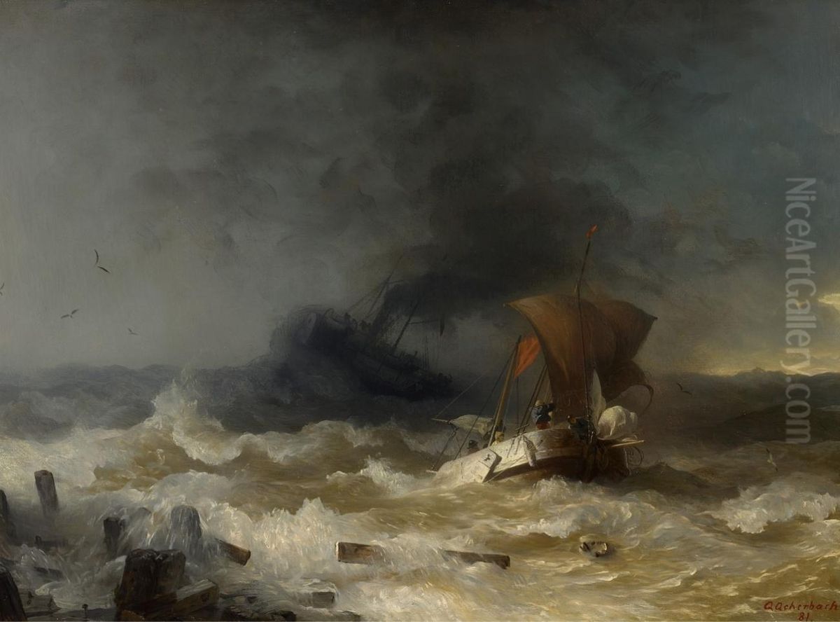 Storm on the Sea Oil Painting by Andreas Achenbach