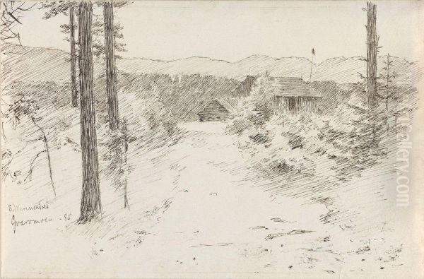 Landscape from Gvarvmoen Oil Painting by Erik Werenskiold