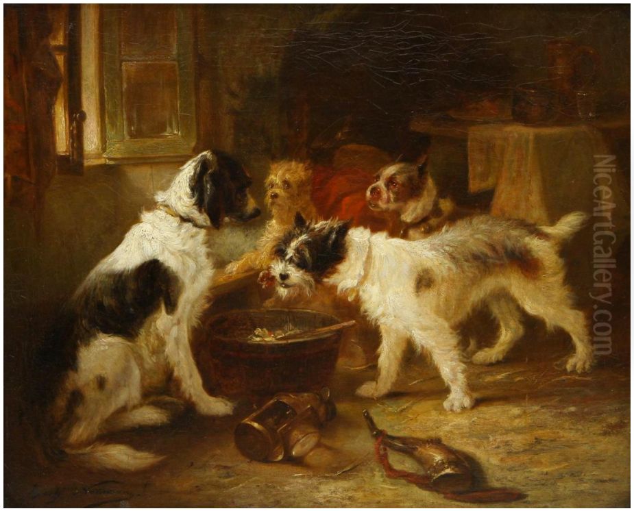 Dogs at Feeding Oil Painting by Zacharie Noterman