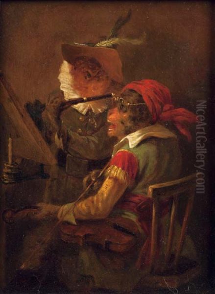 Musical monkeys Oil Painting by Zacharie Noterman