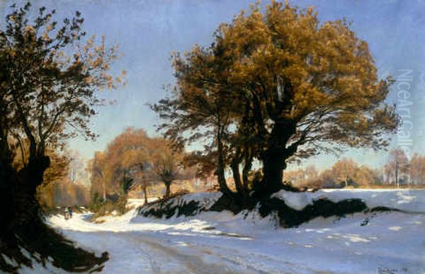 Winter Scene from Brittany, the First Snow Oil Painting by Christian Zacho