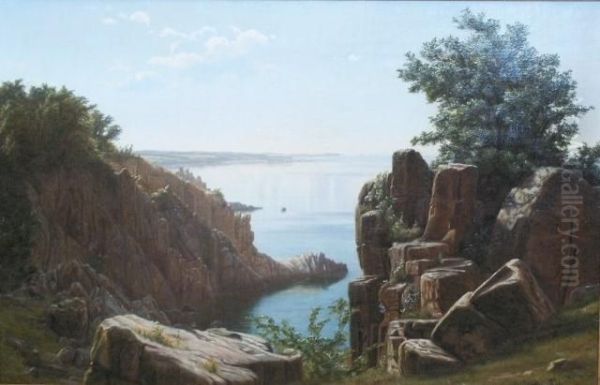 Rocky Coast Oil Painting by Christian Zacho
