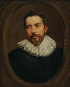 Portrait of a man in a painted oval