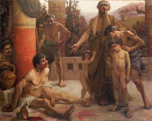 A Spartan points out a drunken slave to his sons