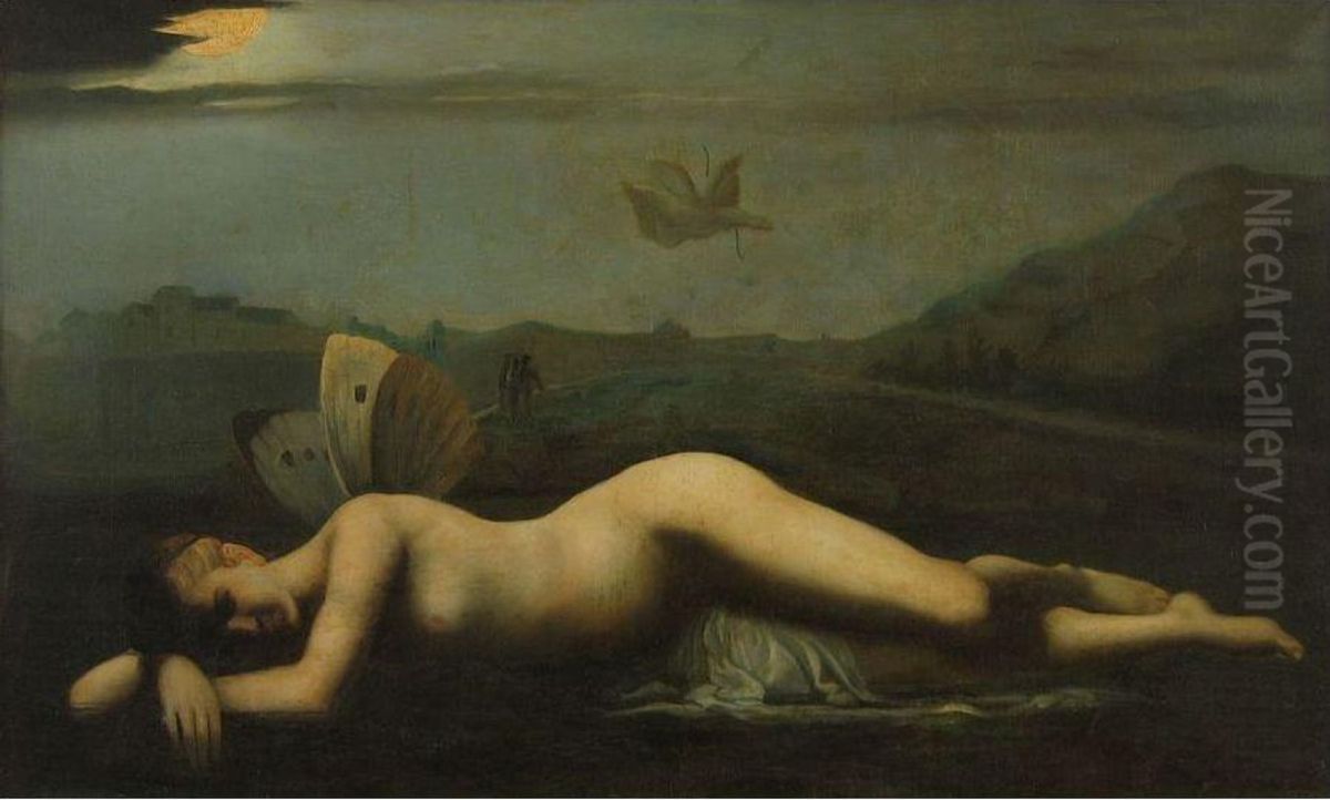 Psyche and Amor Oil Painting by Sava Hentia