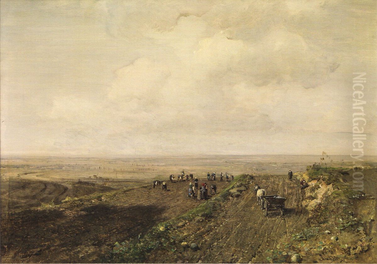 The potato harvest Oil Painting by Emil Jakob Schindler